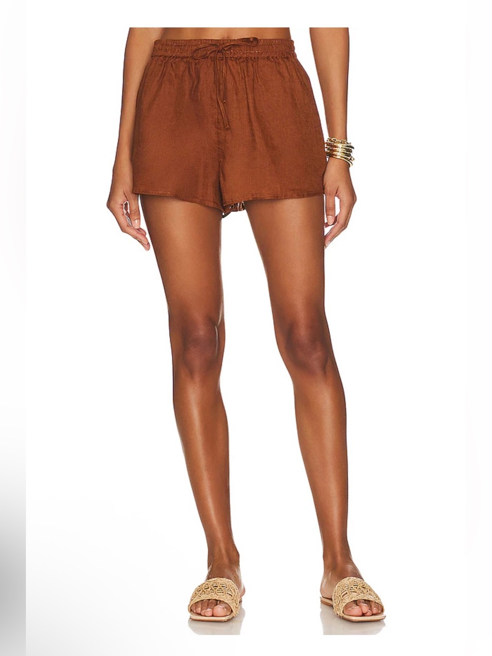 NWT Lspace Brown Linen-Blend Women’s Drawstring Shorts